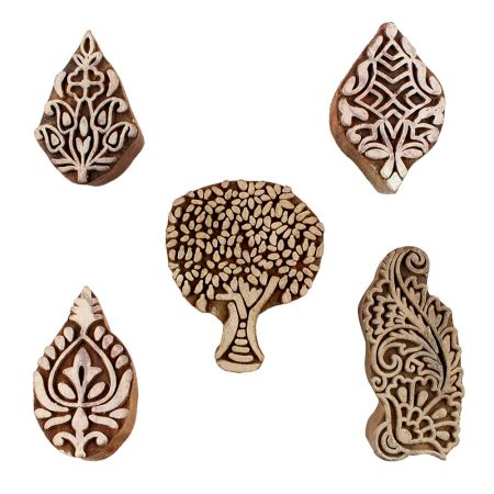 Set of 5 Piece New Mix Wooden Printing Blocks